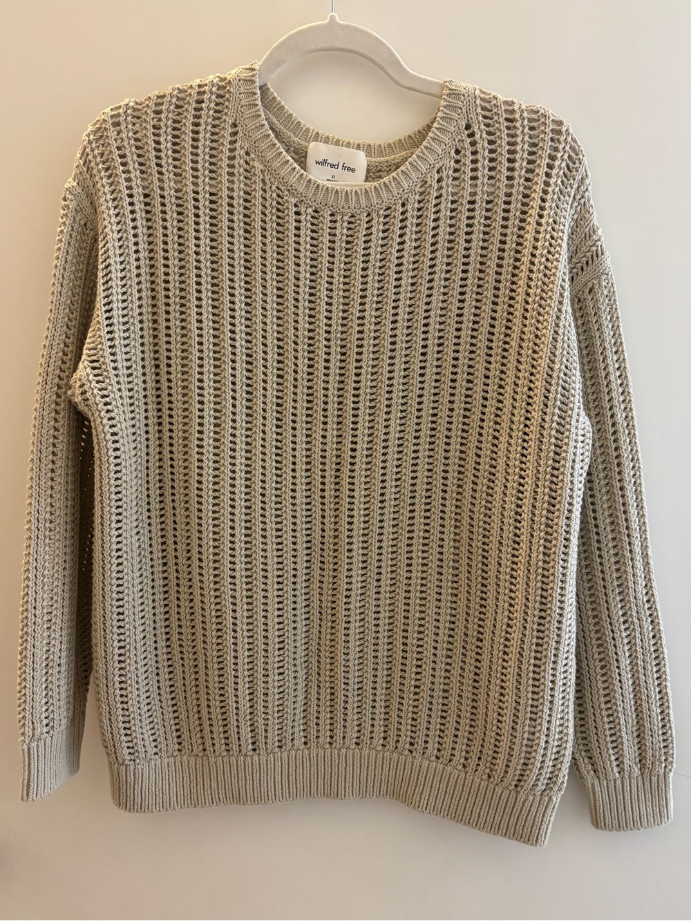 Aritzia Wilfred Free Beige Open Knit Crochet Style Sweater XS